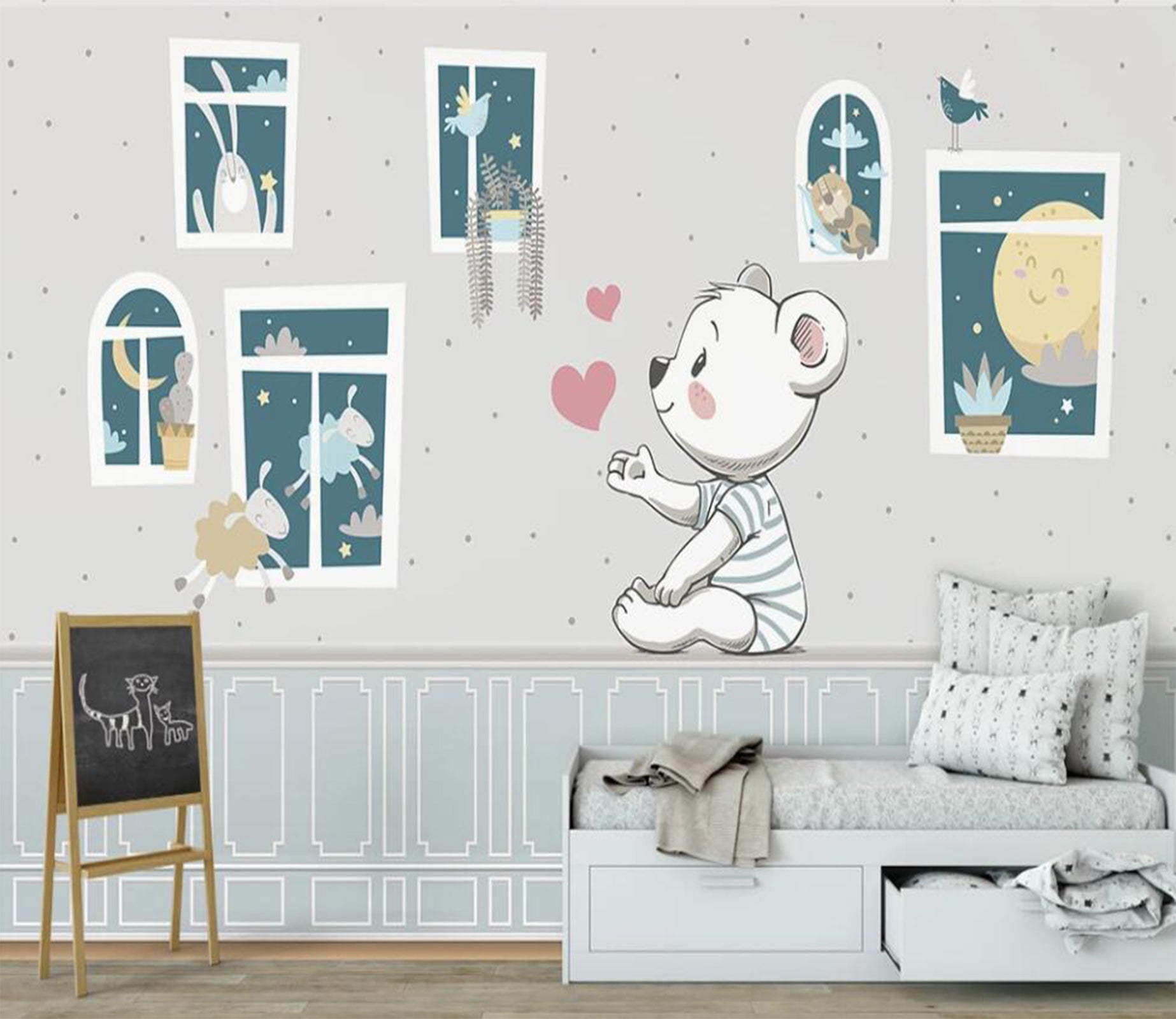 3D A White Bear Full Of Expectation 2512 Wall Murals