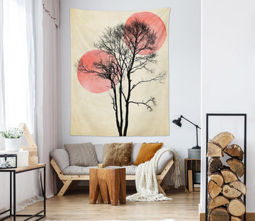 3D Red Sun Tree 881 Boris Draschoff Tapestry Hanging Cloth Hang