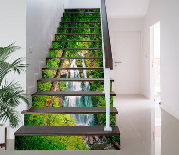 3D Green Shaded Waterfall 360 Stair Risers