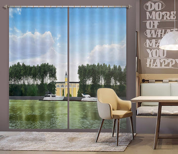 3D Lake Woods Building 9764 Marina Zotova Curtain Curtains Drapes