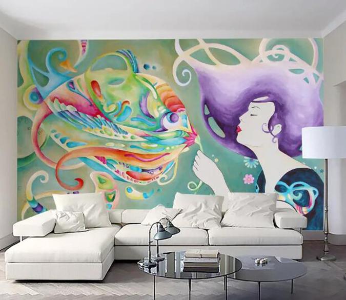 3D Beauty Fish 034 Wall Murals Wallpaper AJ Wallpaper 2 