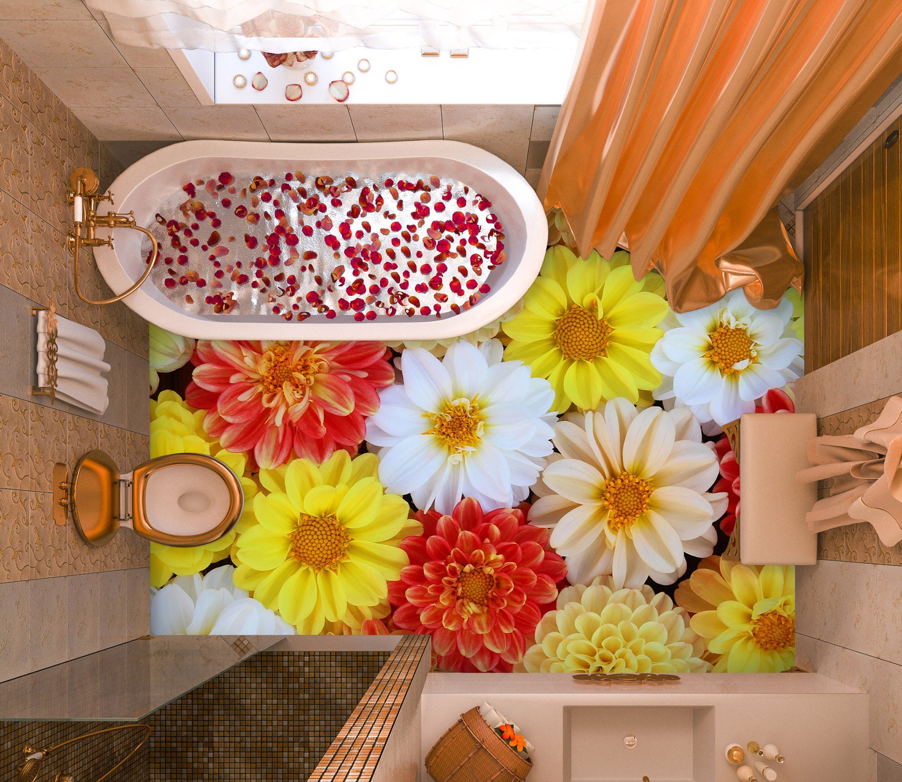 3D Noble Colored Flowers 330 Floor Mural  Wallpaper Murals Rug & Mat Print Epoxy waterproof bath floor