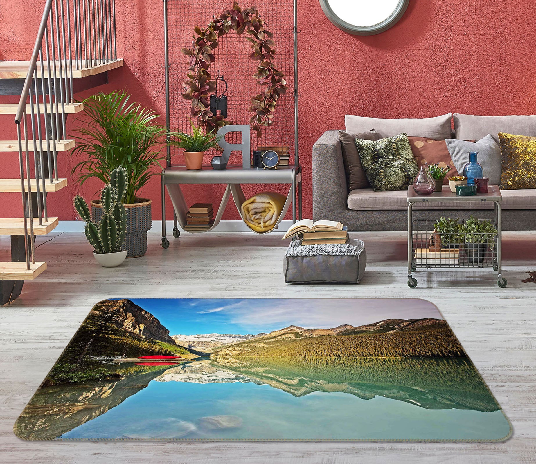 3D Lake Louise Sunrise 1112 Kathy Barefield Rug Non Slip Rug Mat