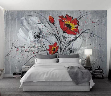 3D Red Flower 313 Wall Murals Wallpaper AJ Wallpaper 2 