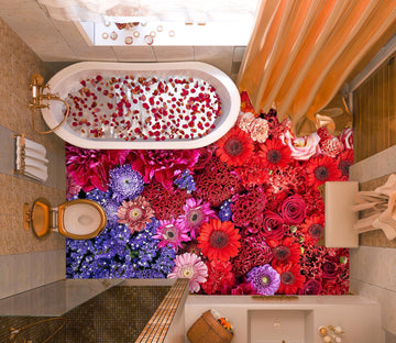 3D Crimson Chrysanthemum 375 Floor Mural  Wallpaper Murals Rug & Mat Print Epoxy waterproof bath floor