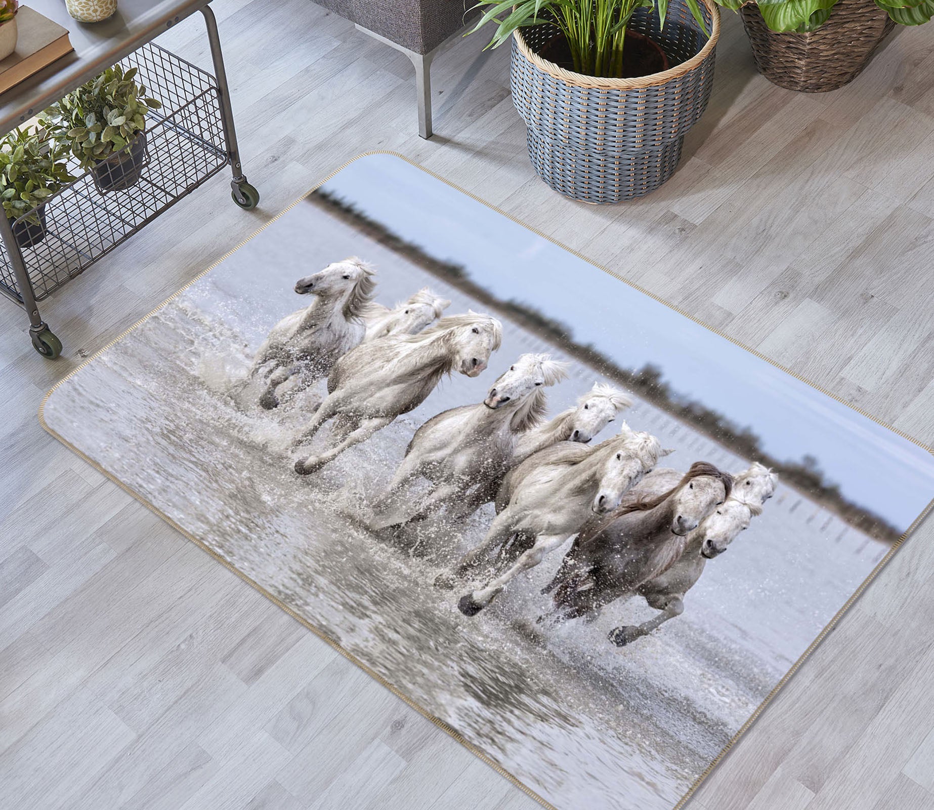 3D Galloping Horses 1078 Marco Carmassi Rug Non Slip Rug Mat