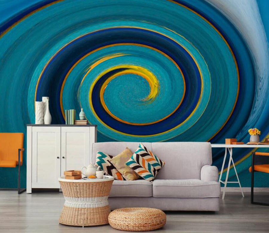 3D Dark Green Swirl 673 Wall Murals