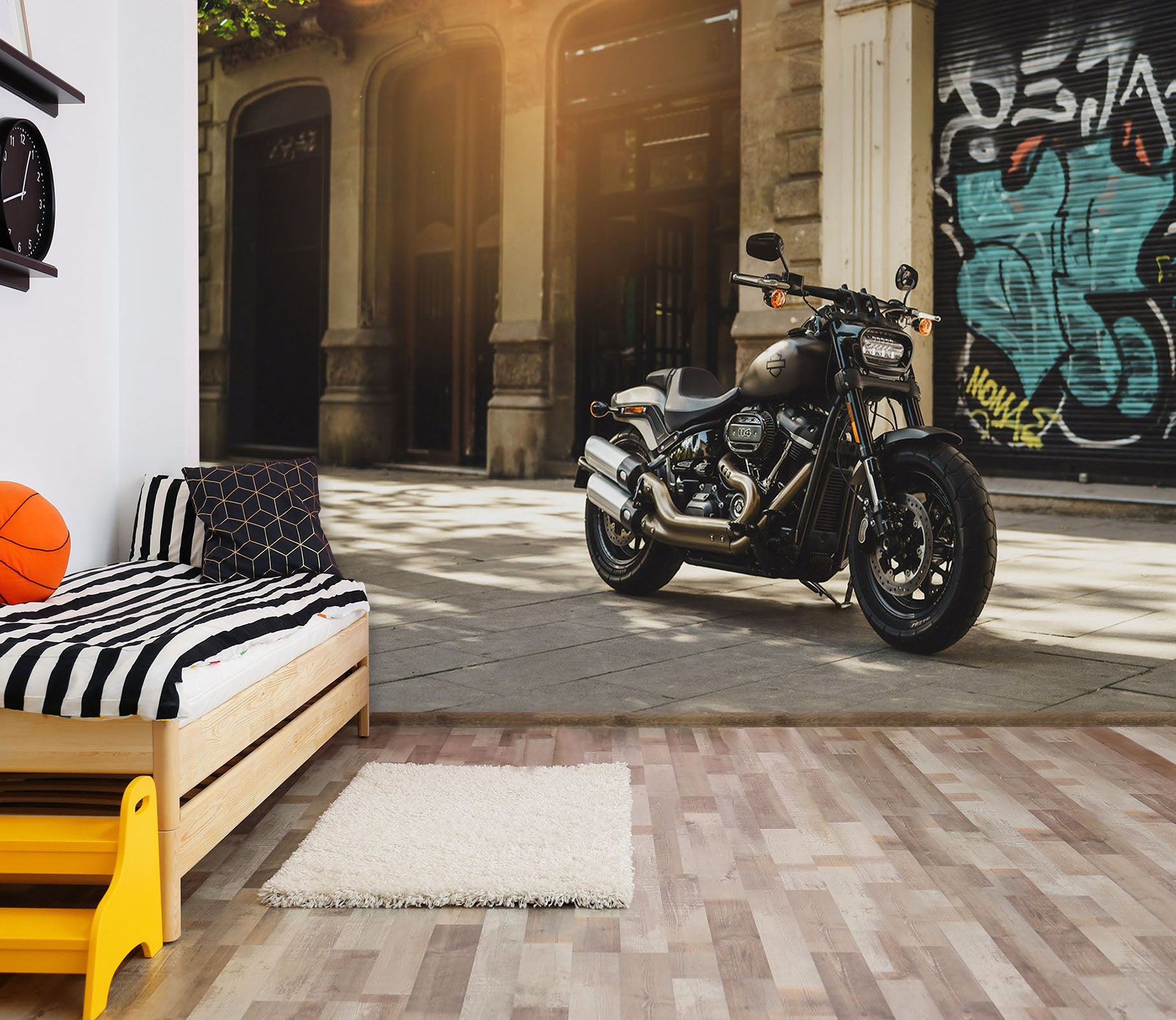 3D Sunshine Motorcycle 283 Vehicle Wall Murals