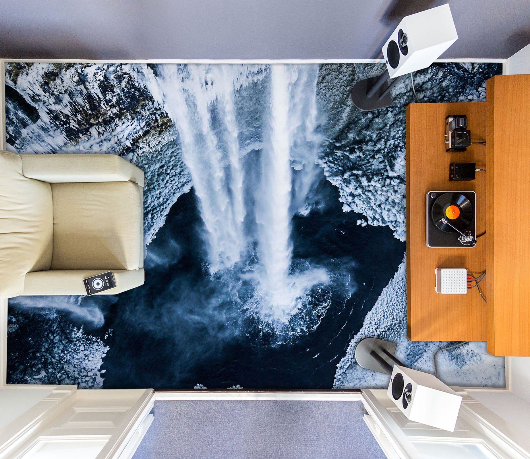 3D Cold Waterfall 686 Floor Mural  Wallpaper Murals Rug & Mat Print Epoxy waterproof bath floor