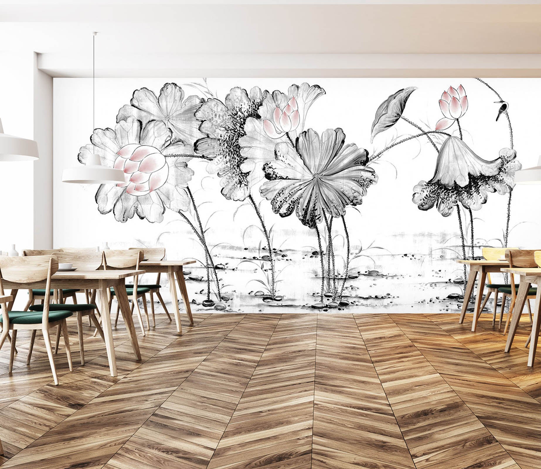 3D Sketch Lotus 1587 Wall Murals
