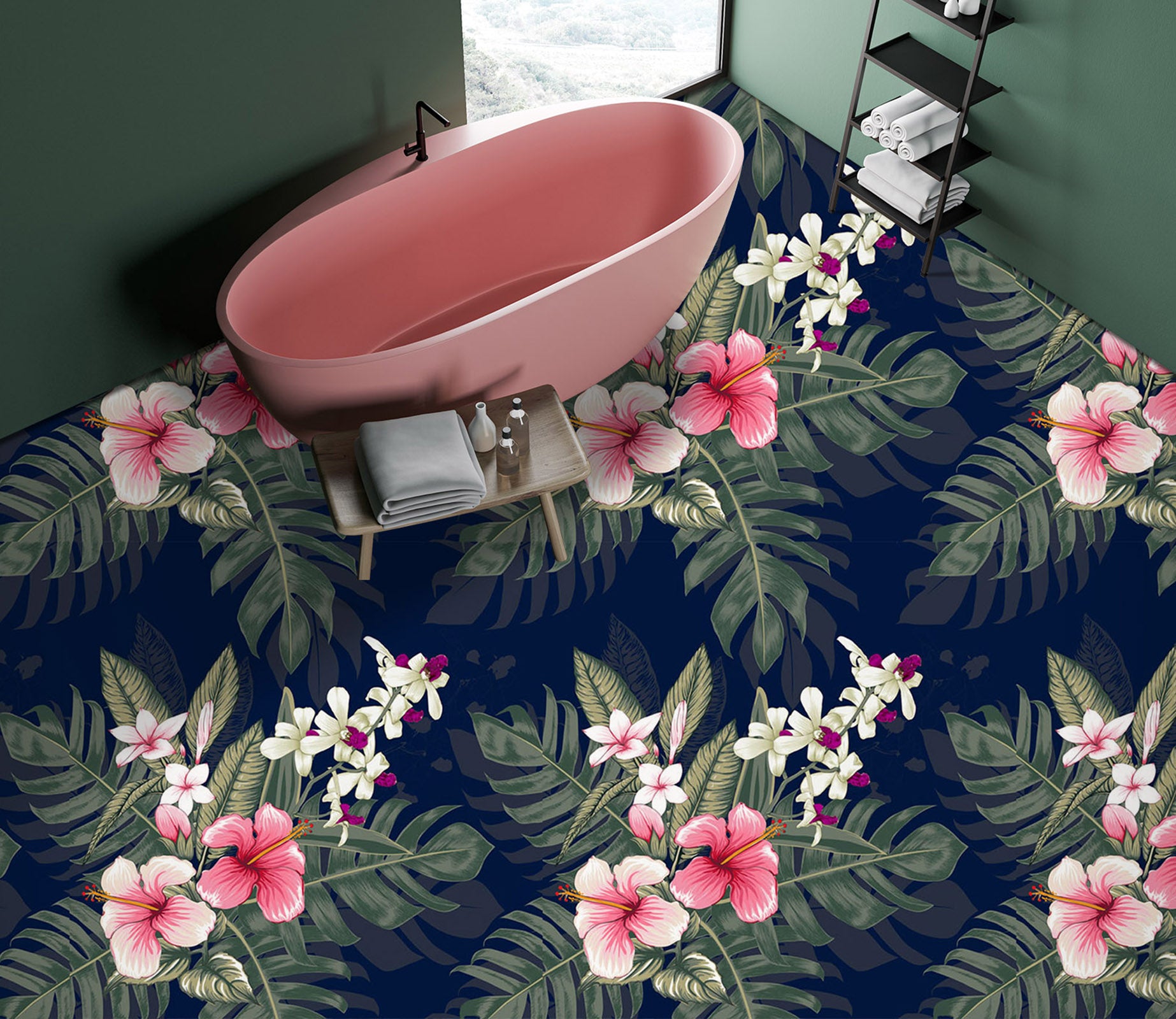 3D Cute Little Pink Flowers 1293 Floor Mural