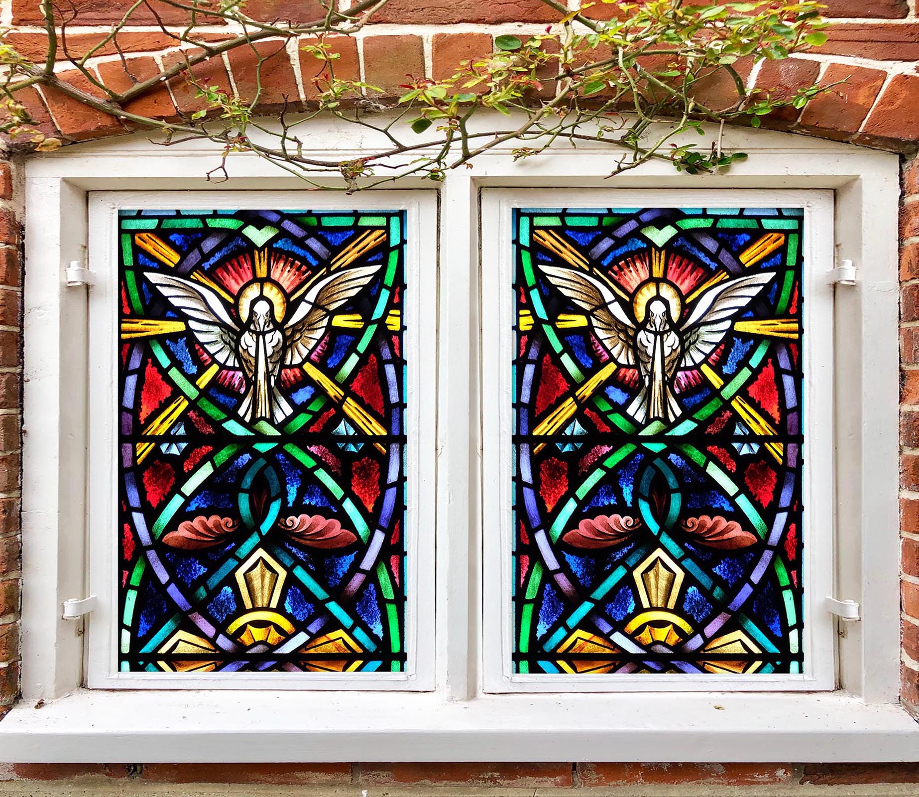 3D Peace Pigeon 390 Window Film Print Sticker Cling Stained Glass UV Block