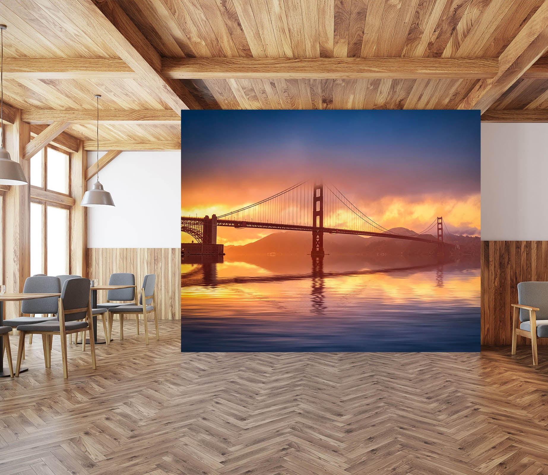 3D Sunset Bridge 1441 Marco Carmassi Wall Mural Wall Murals