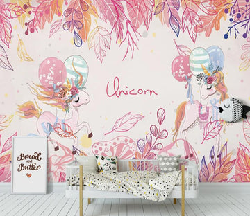 3D Pink Feather Ponies 1141 Wall Murals