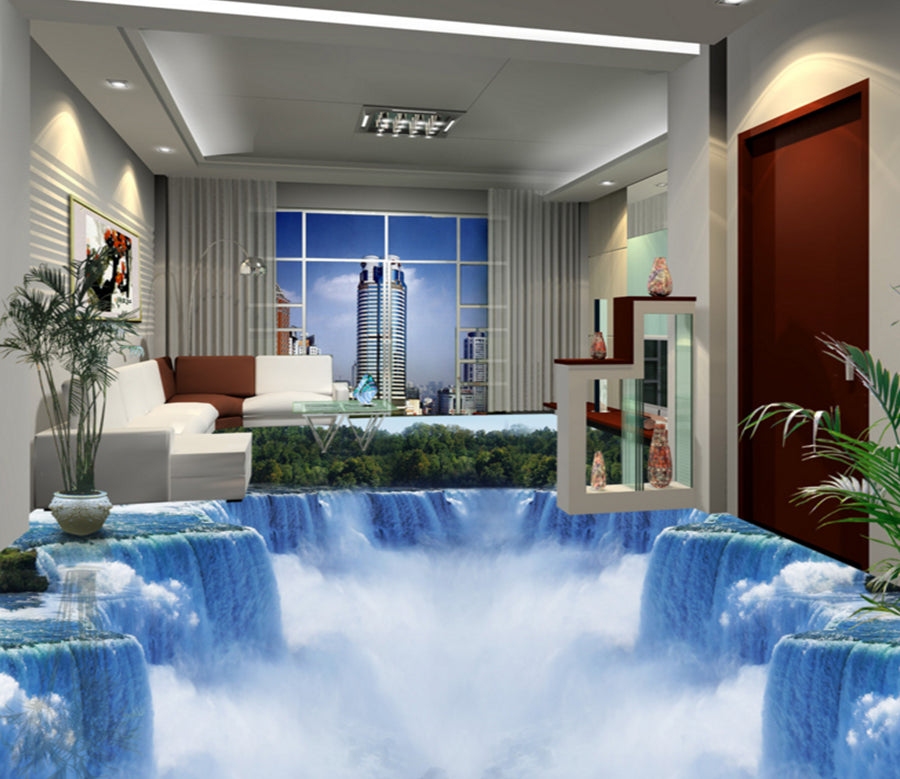 3D Beautiful Waterfall 383 Floor Mural  Wallpaper Murals Rug & Mat Print Epoxy waterproof bath floor