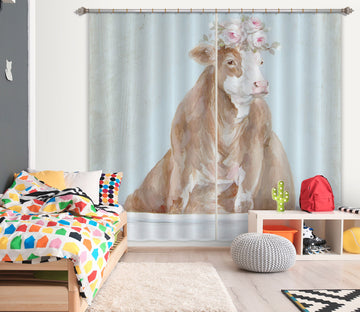 3D Flowers Bathtub Cow 3017 Debi Coules Curtain Curtains Drapes