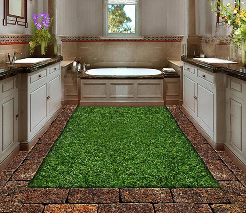 3D Green Lawn 021 Floor Mural  Self-Adhesive Sticker Bathroom Non-slip Waterproof Flooring Murals