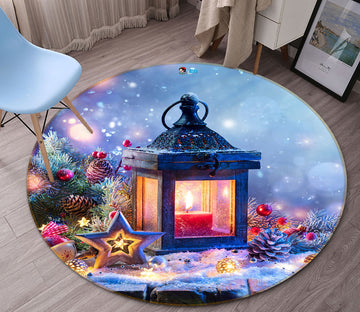 3D Candle Light 56098 Christmas Round Non Slip Rug Mat Xmas