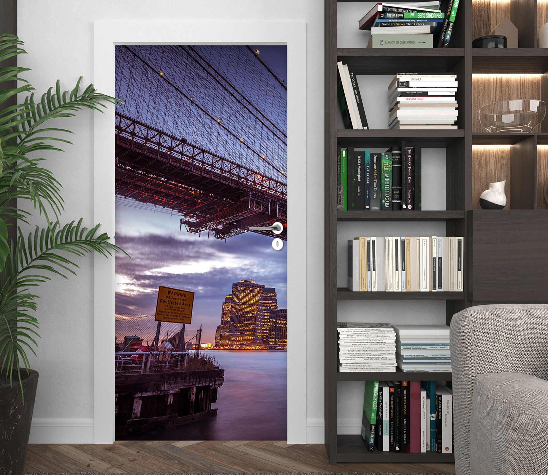 3D River Bridge 10705 Assaf Frank Door Mural