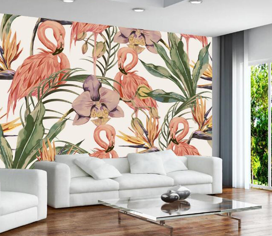 3D Love Flamingo 367 Wall Murals