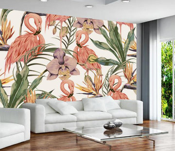 3D Love Flamingo 367 Wall Murals
