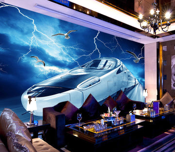 3D Lightning Ship WC085 Wall Murals