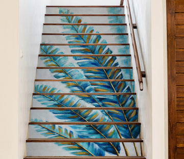 3D Blue And Yellow Memory Leaves 608 Stair Risers