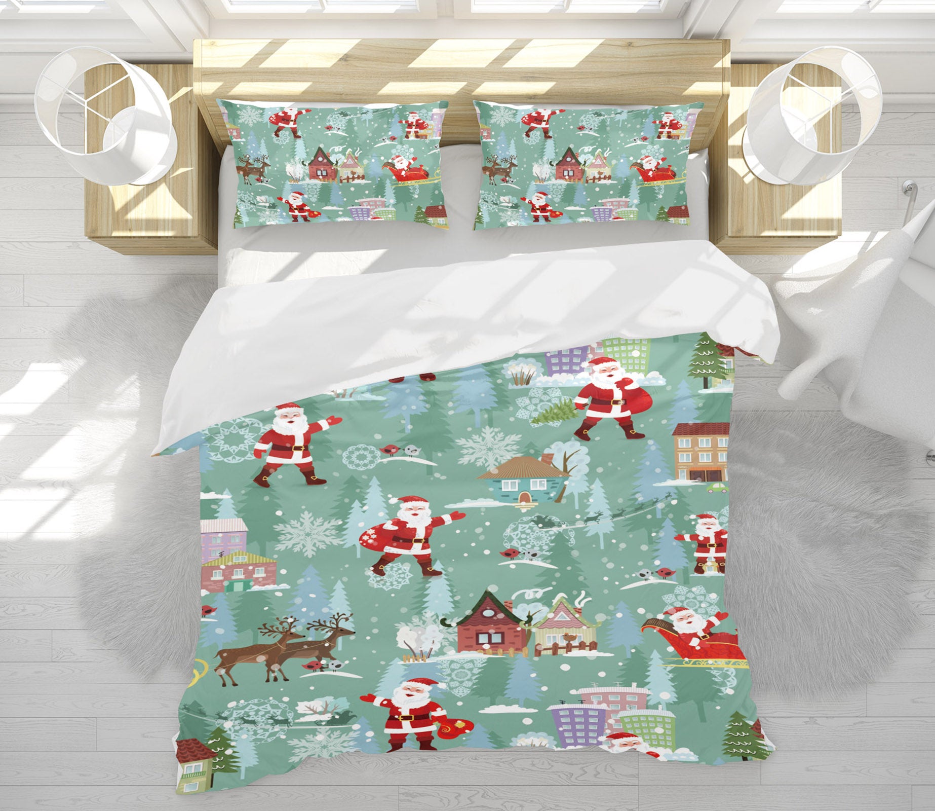 3D Santa House 52242 Christmas Quilt Duvet Cover Xmas Bed Pillowcases
