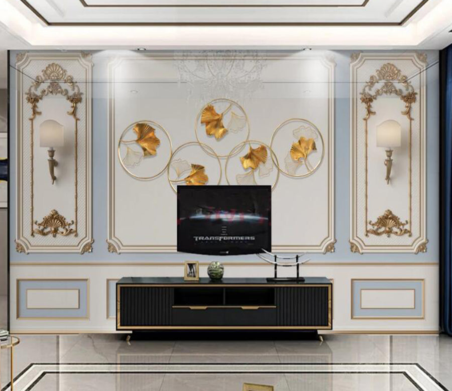 3D Round Ginkgo Leaves 327 Wall Murals