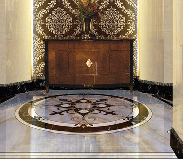 3D Round Black Pattern WG362 Floor Mural Wallpaper AJ Wallpaper 2 