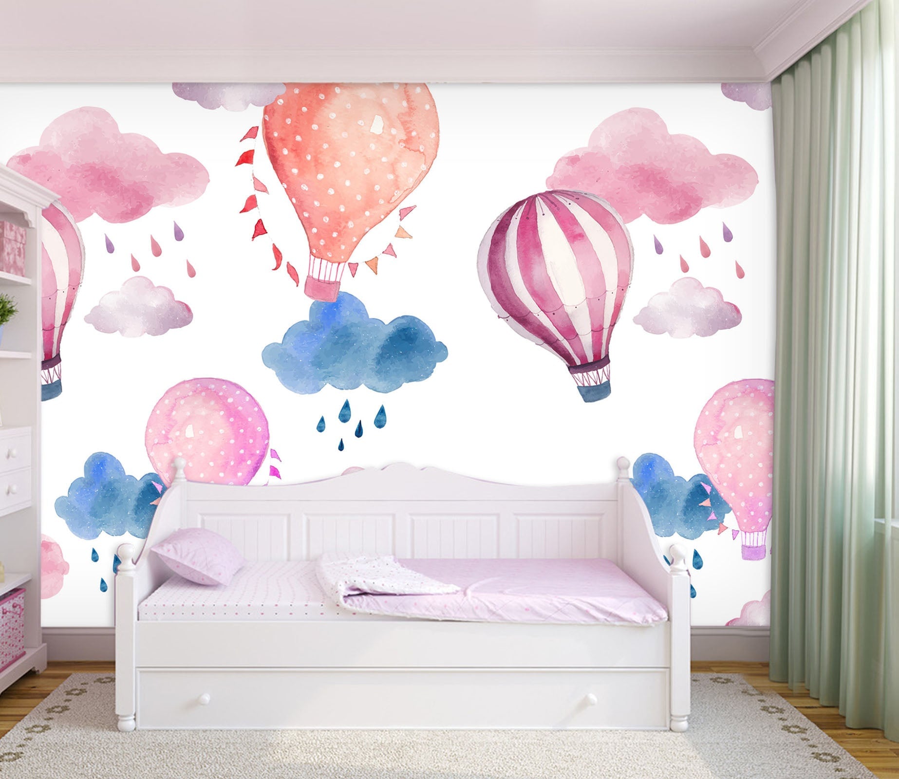 3D Pink Hot Air Balloon 031 Wall Murals Wallpaper AJ Wallpaper 2 