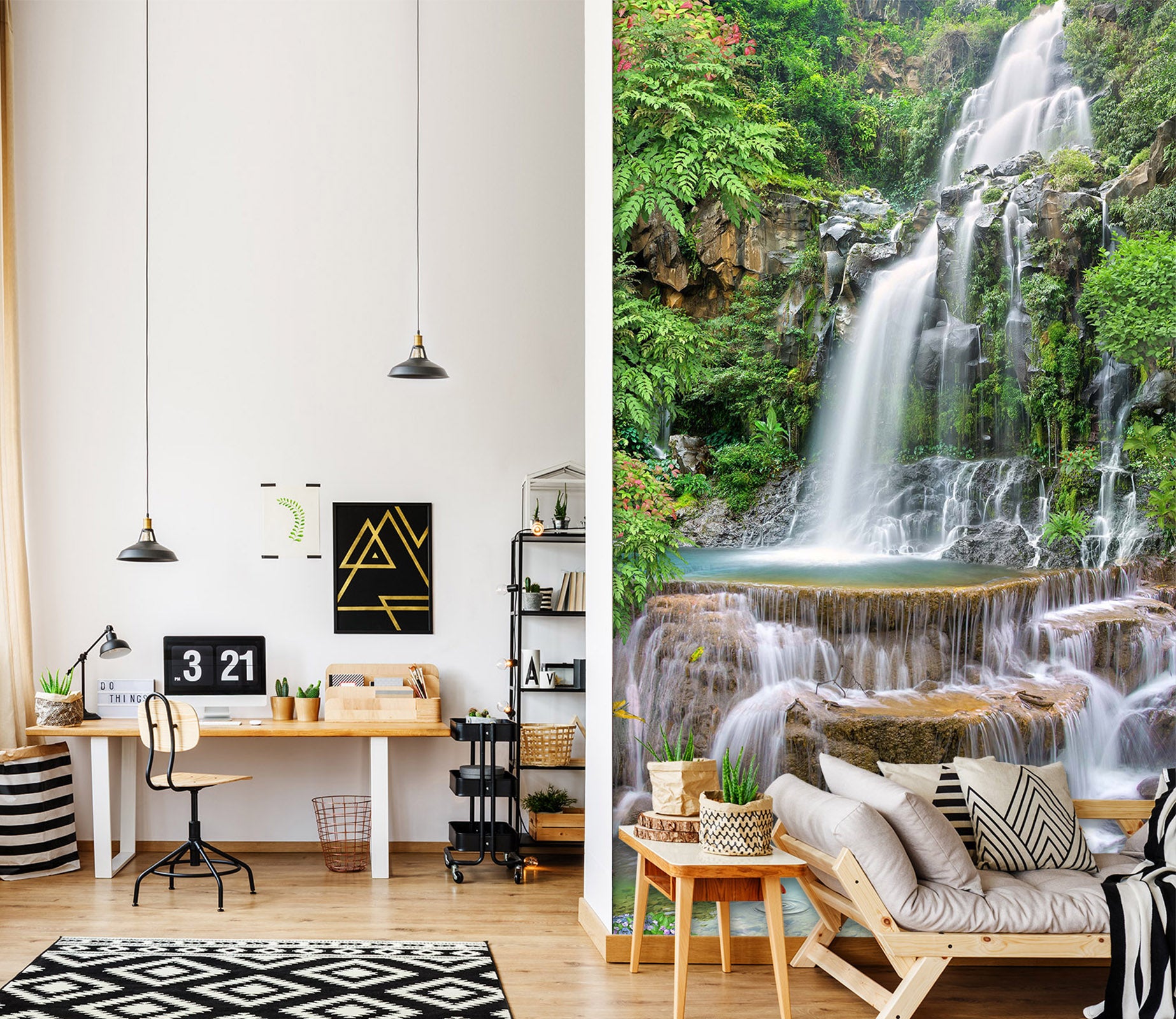 3D Forest Waterfall 1539 Wall Murals