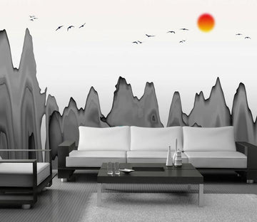 3D Gray Mountain Outline 656 Wall Murals