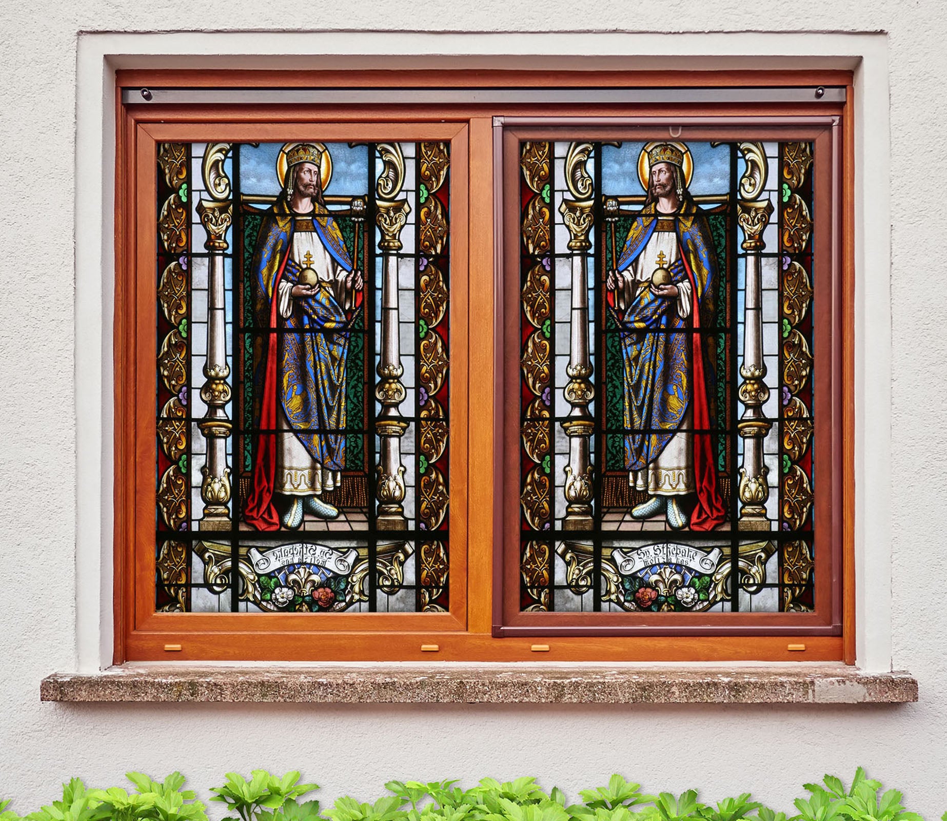 3D Religious Staff 109 Window Film Print Sticker Cling Stained Glass UV Block