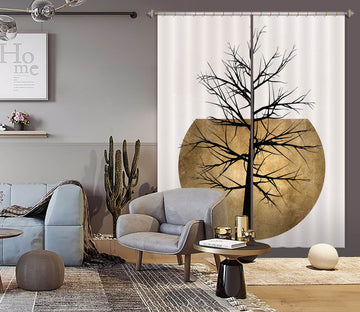 3D Golden Moon Tree 1055 Boris Draschoff Curtain Curtains Drapes