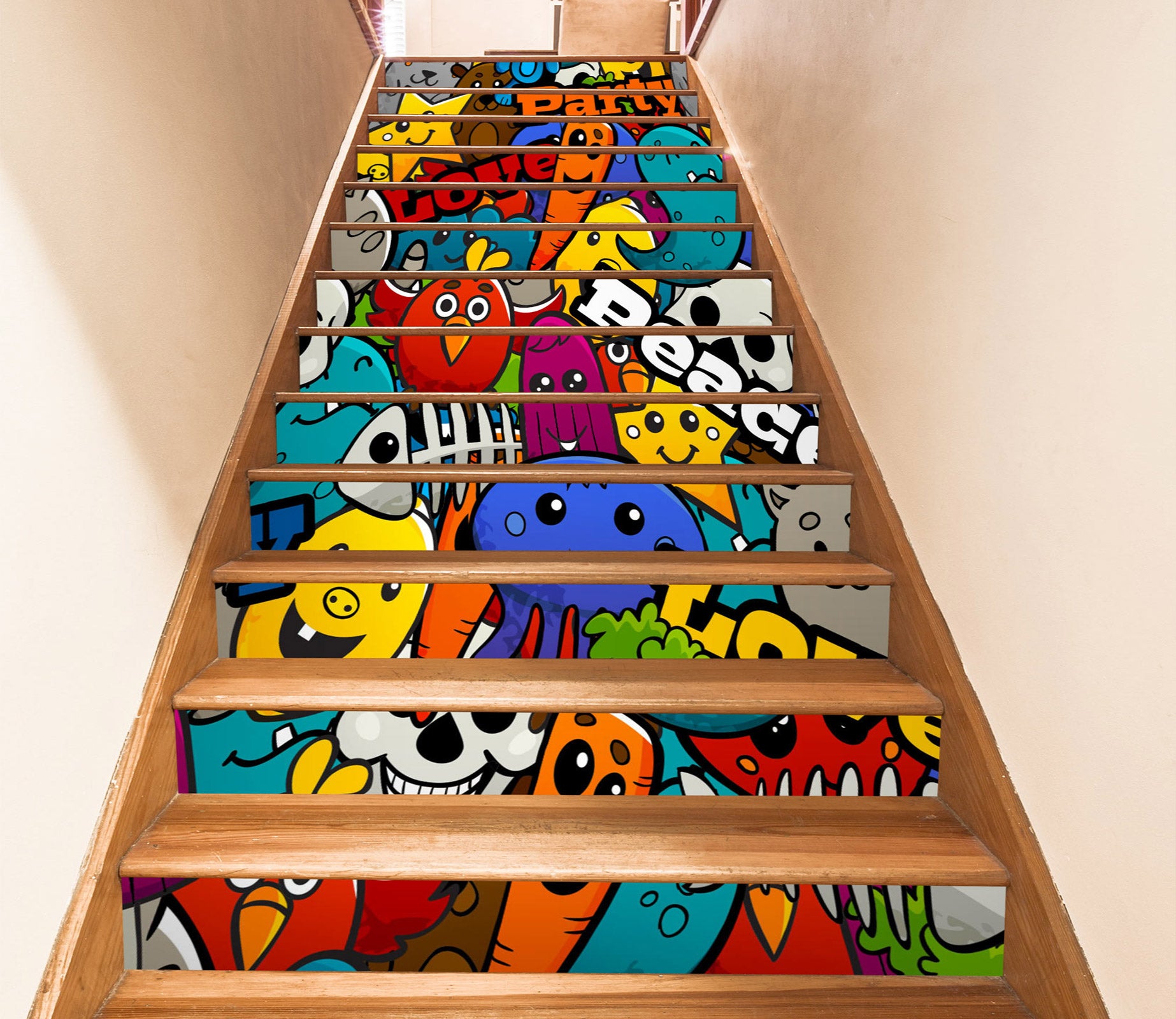 3D Lovely Vegetable Buddies 256 Stair Risers