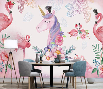 3D Pink Romantic Animals 1016 Wall Murals