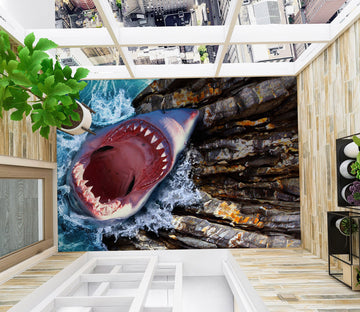 3D Ferocious Shark 719 Floor Mural