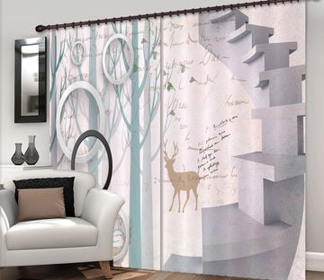 3D Forest Fawn 134 Curtains Drapes