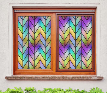 3D Color Waves 114 Window Film Print Sticker Cling Stained Glass UV Block