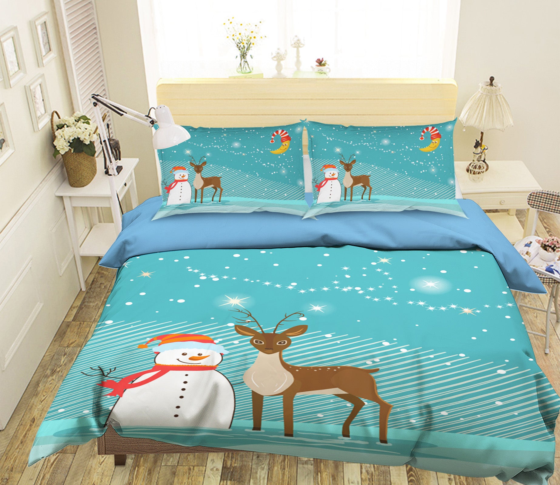 3D Snowman Deer 31124 Christmas Quilt Duvet Cover Xmas Bed Pillowcases