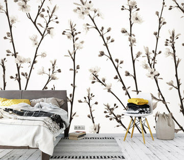 3D White Flower Branch 6203 Assaf Frank Wall Mural Wall Murals