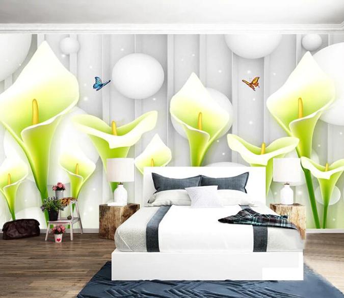 3D Butterfly Lily 177 Wall Murals Wallpaper AJ Wallpaper 2 