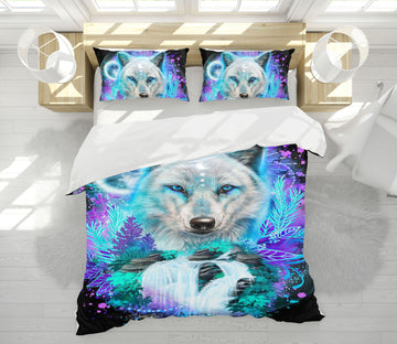3D Moon Wolf 8629 Sheena Pike Bedding Bed Pillowcases Quilt Cover Duvet Cover