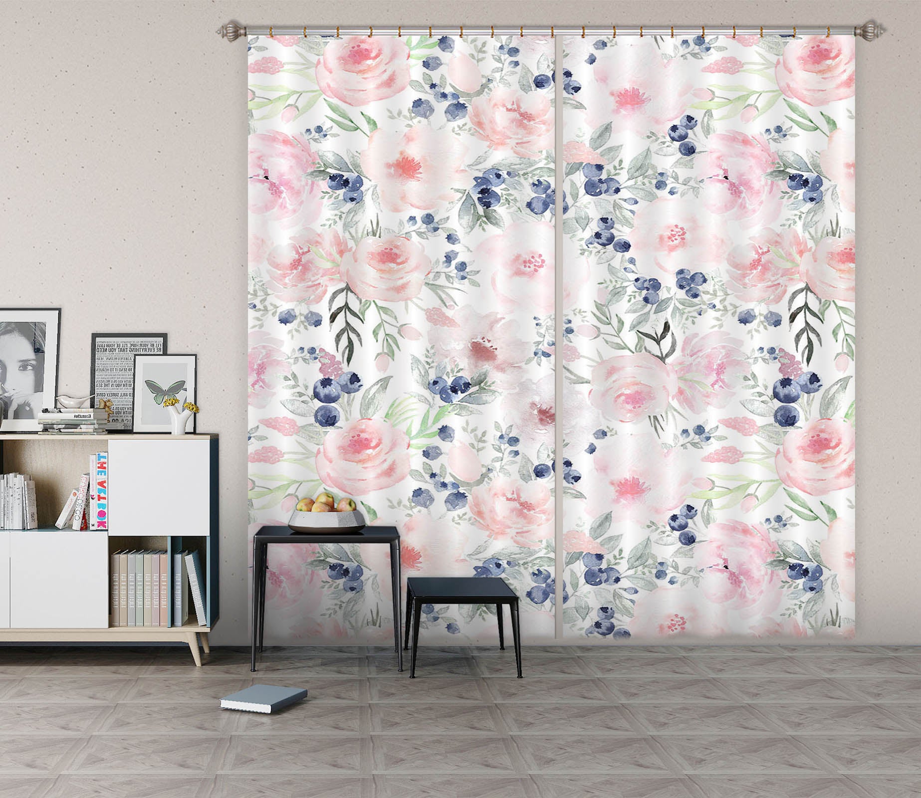 3D Blueberry Flower 268 Uta Naumann Curtain Curtains Drapes