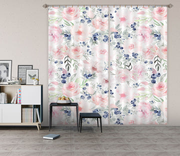 3D Blueberry Flower 268 Uta Naumann Curtain Curtains Drapes