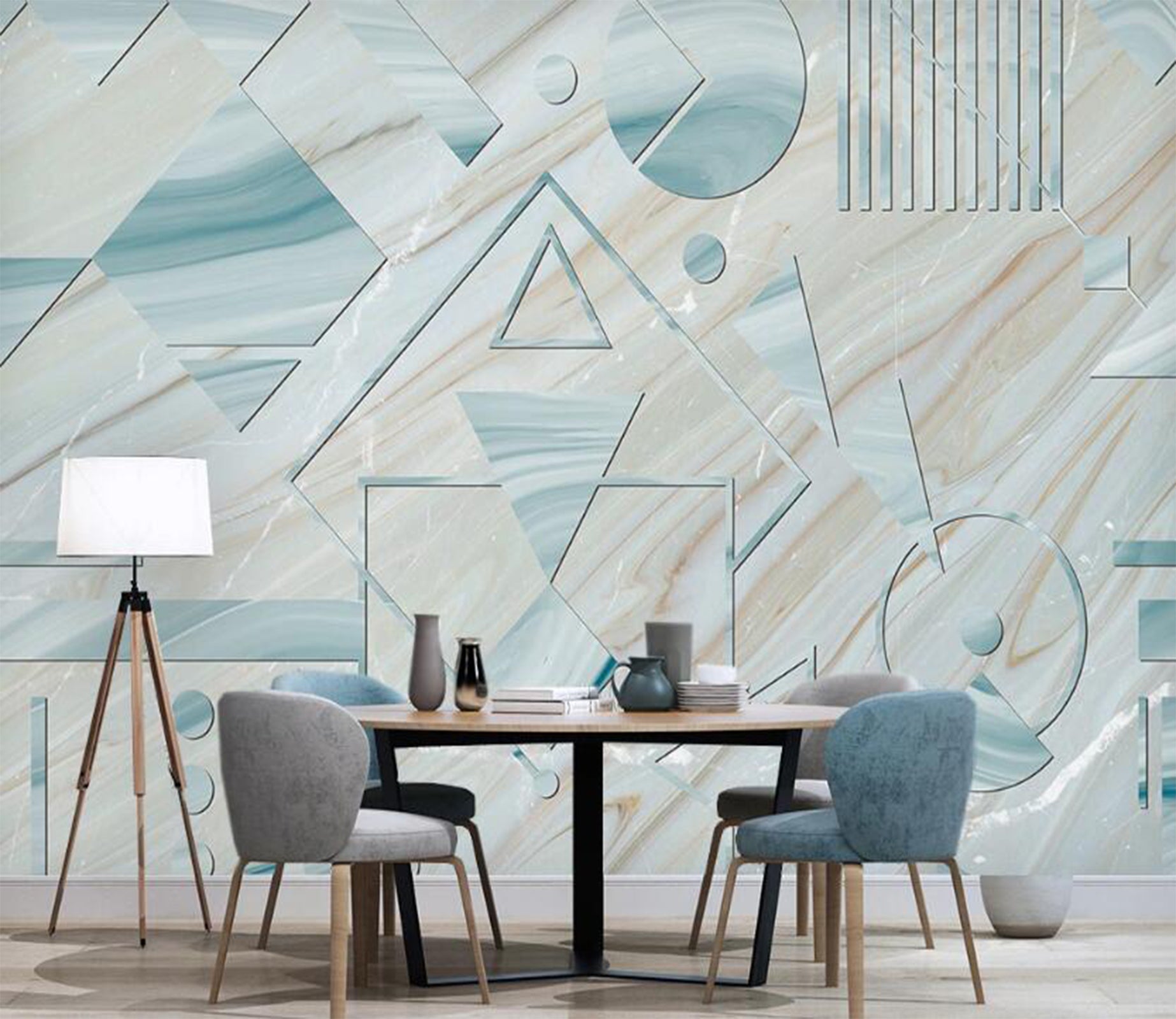3D Light Blue Texture Geometry 2481 Wall Murals