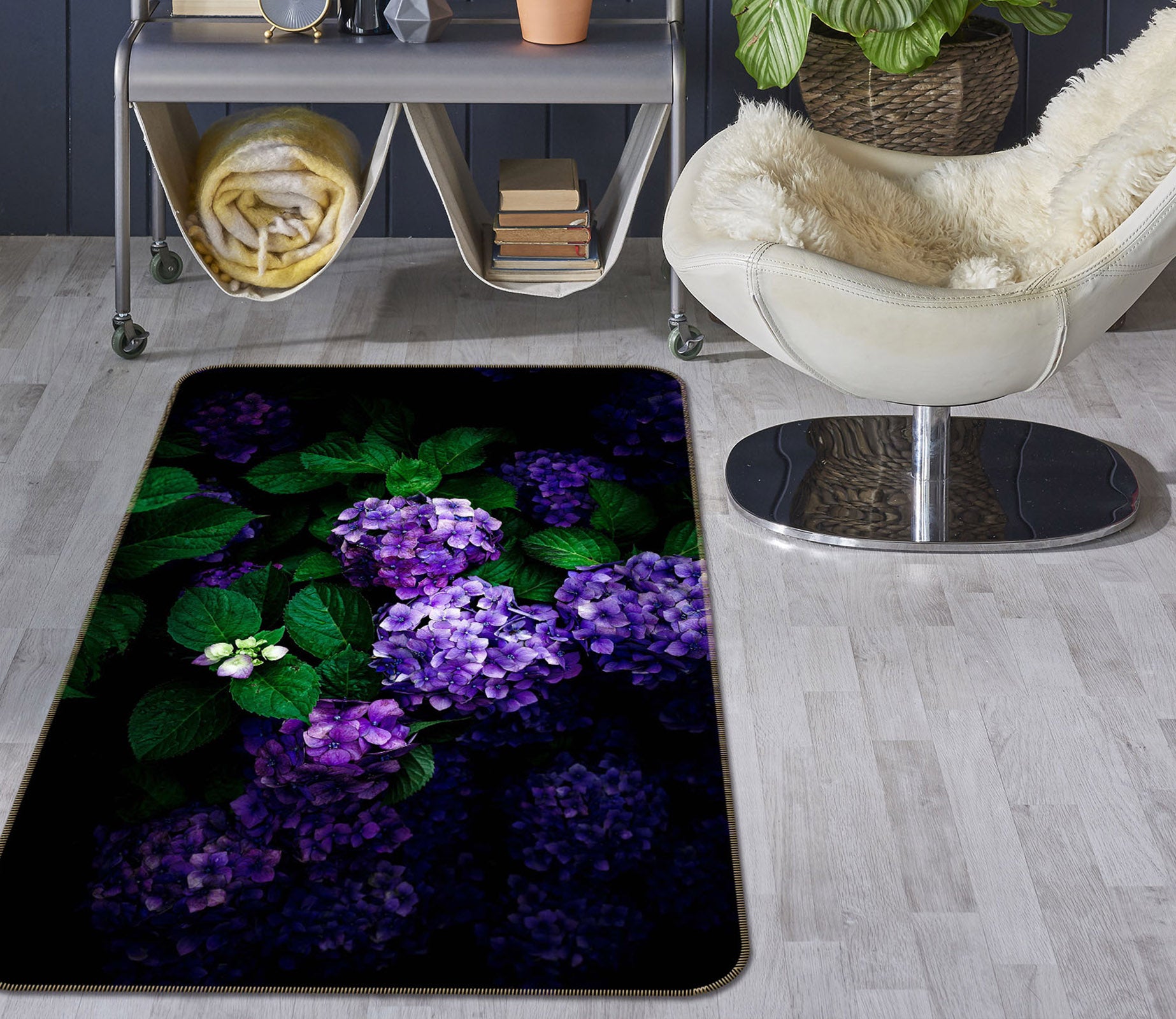 3D Purple Hydrangea 1017 Noirblanc777 Rug Non Slip Rug Mat