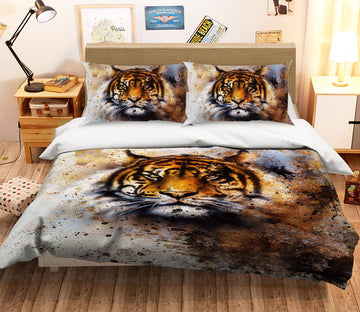 3D Tiger Head 115 Bed Pillowcases Quilt