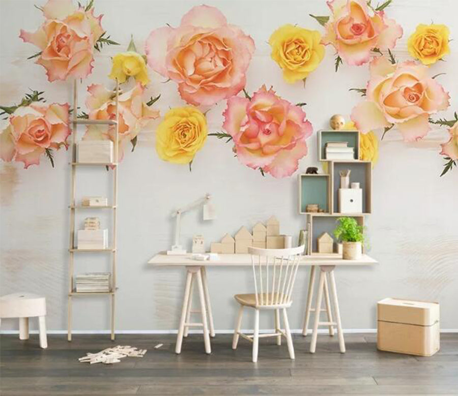 3D Color Rrose WC105 Wall Murals
